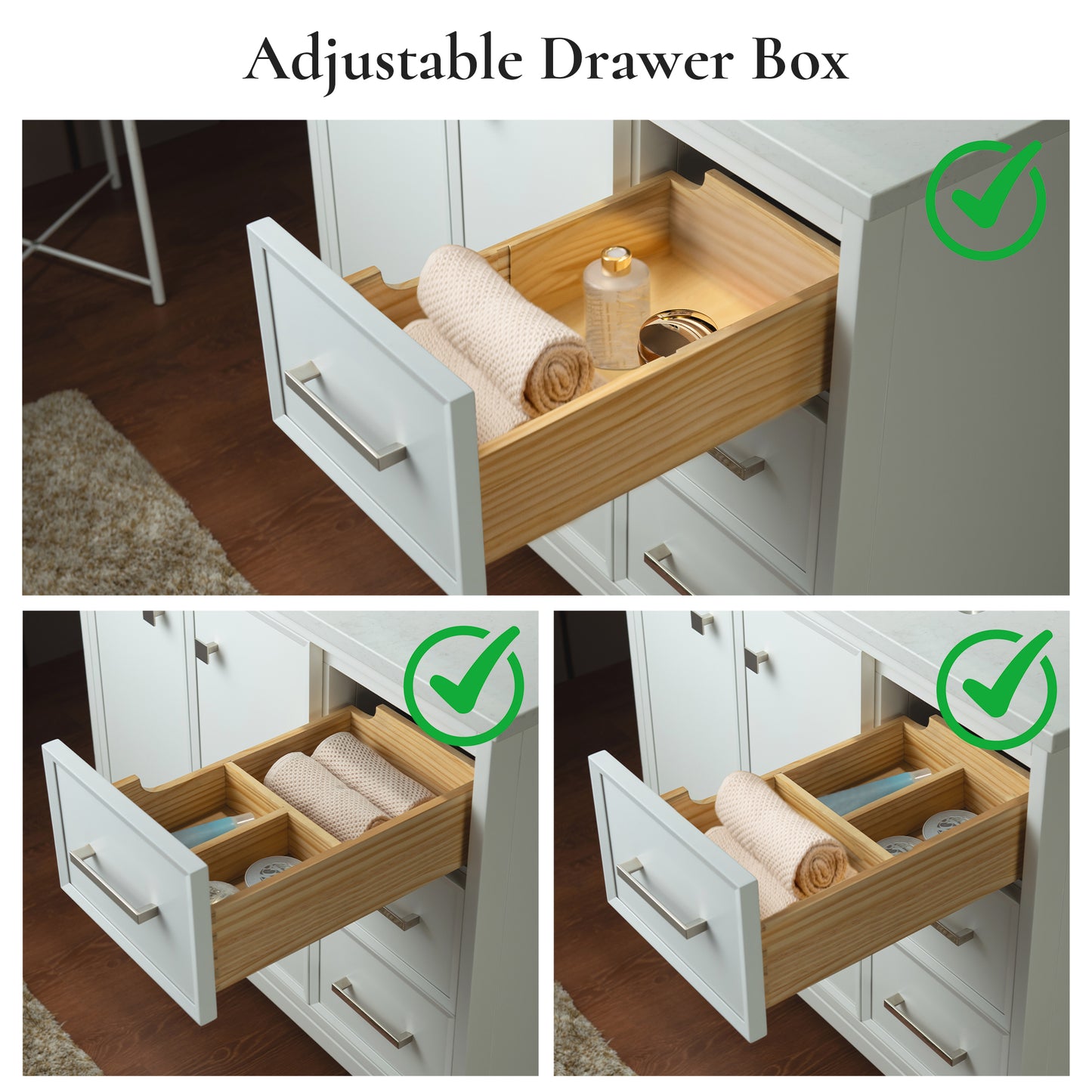 WOODBRIDGE 37" | Single Sink Bathroom Vanity | Engineered Stone Top, Solid Wood Frame, Soft-Close Drawers