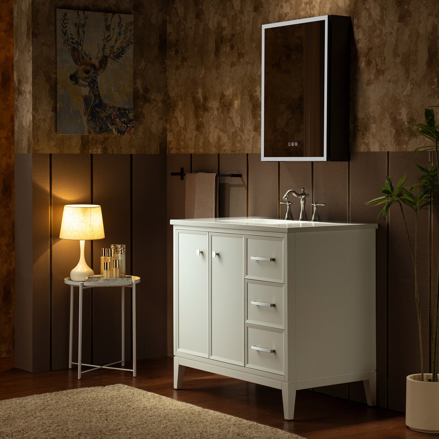 WOODBRIDGE 37" | Single Sink Bathroom Vanity | Engineered Stone Top, Solid Wood Frame, Soft-Close Drawers