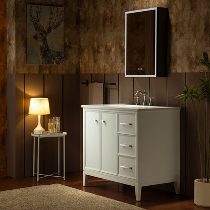 WOODBRIDGE 37" | Single Sink Bathroom Vanity | Engineered Stone Top, Solid Wood Frame, Soft-Close Drawers