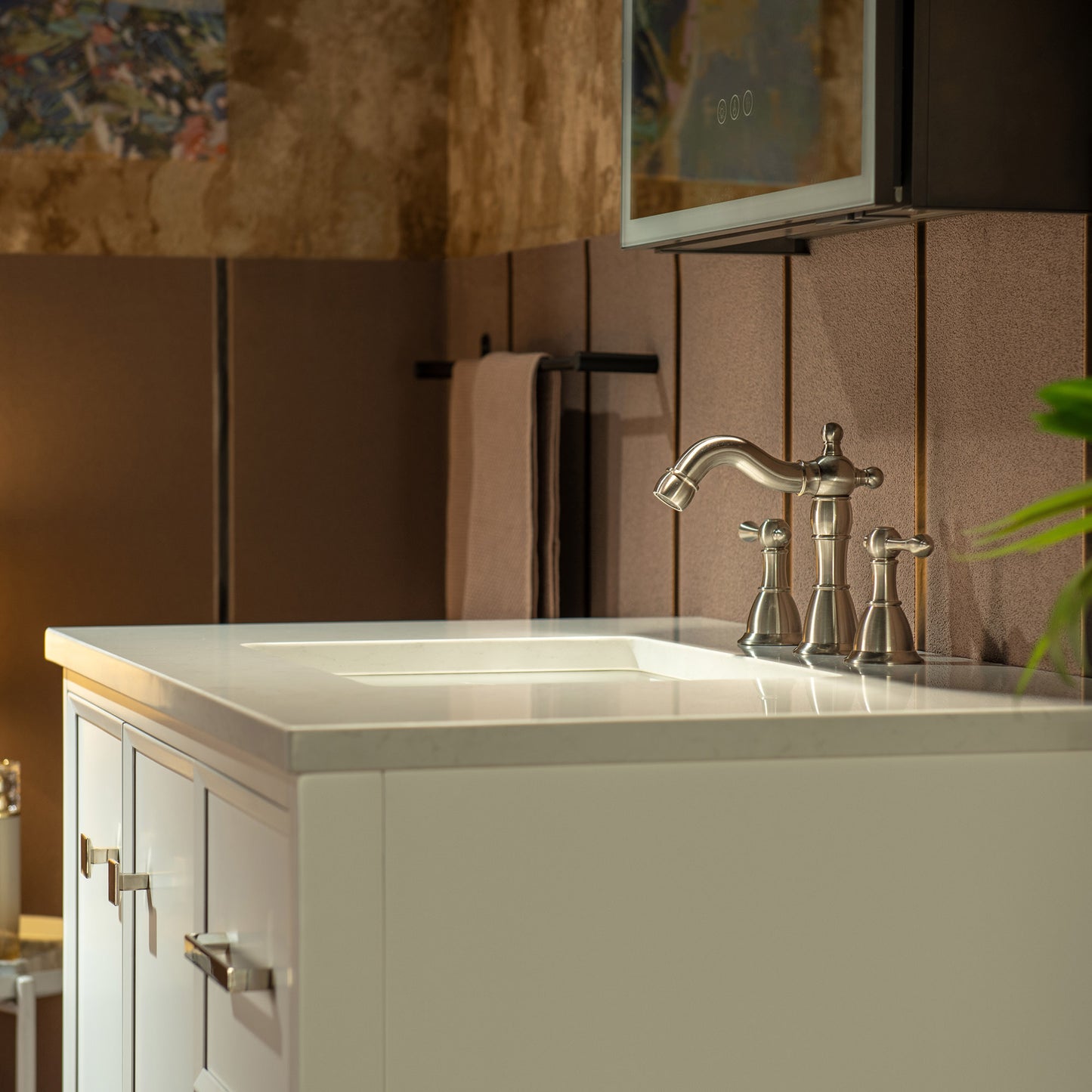 WOODBRIDGE 37" | Single Sink Bathroom Vanity | Engineered Stone Top, Solid Wood Frame, Soft-Close Drawers