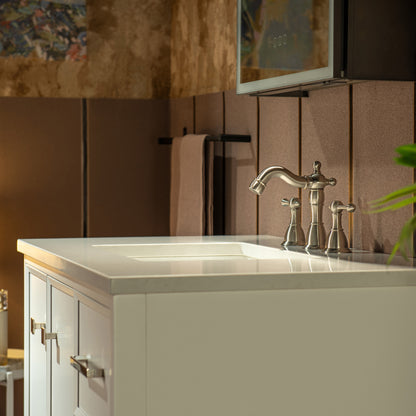 WOODBRIDGE 37" | Single Sink Bathroom Vanity | Engineered Stone Top, Solid Wood Frame, Soft-Close Drawers