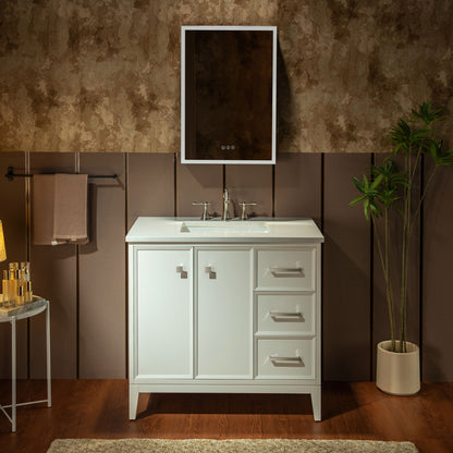 WOODBRIDGE 37" | Single Sink Bathroom Vanity | Engineered Stone Top, Solid Wood Frame, Soft-Close Drawers
