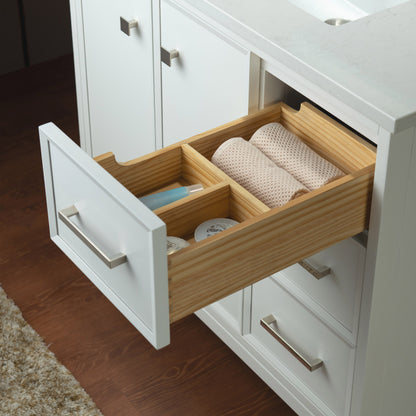 WOODBRIDGE 37" | Single Sink Bathroom Vanity | Engineered Stone Top, Solid Wood Frame, Soft-Close Drawers