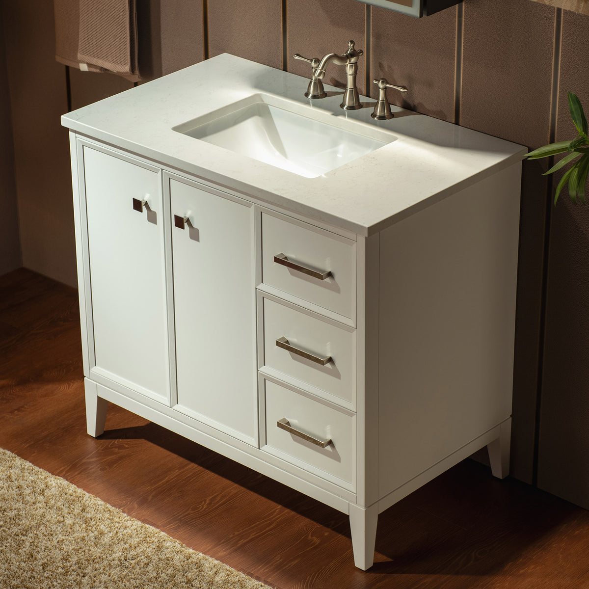 WOODBRIDGE 37" | Single Sink Bathroom Vanity | Engineered Stone Top, Solid Wood Frame, Soft-Close Drawers