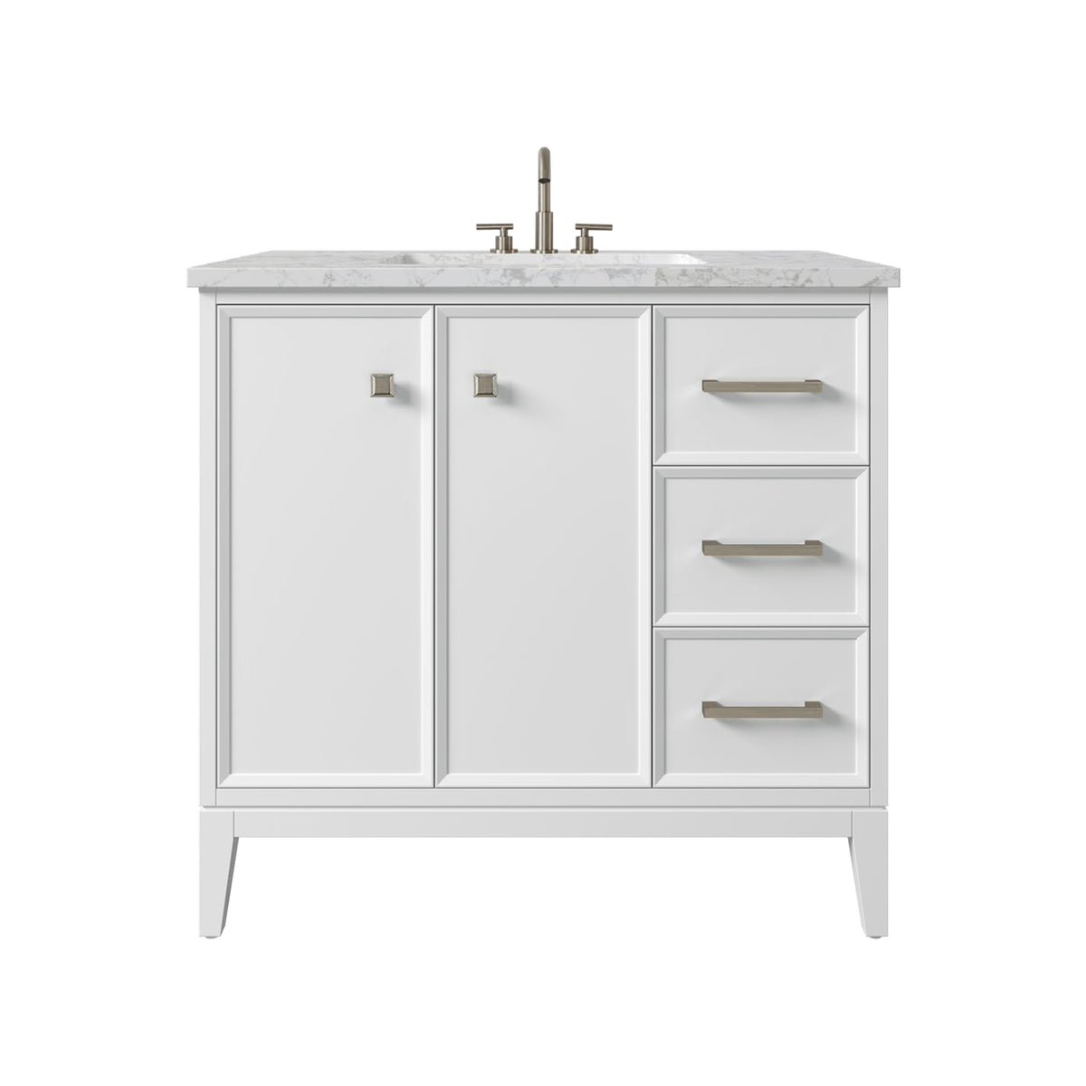 WOODBRIDGE 37" | Single Sink Bathroom Vanity | Engineered Stone Top, Solid Wood Frame, Soft-Close Drawers