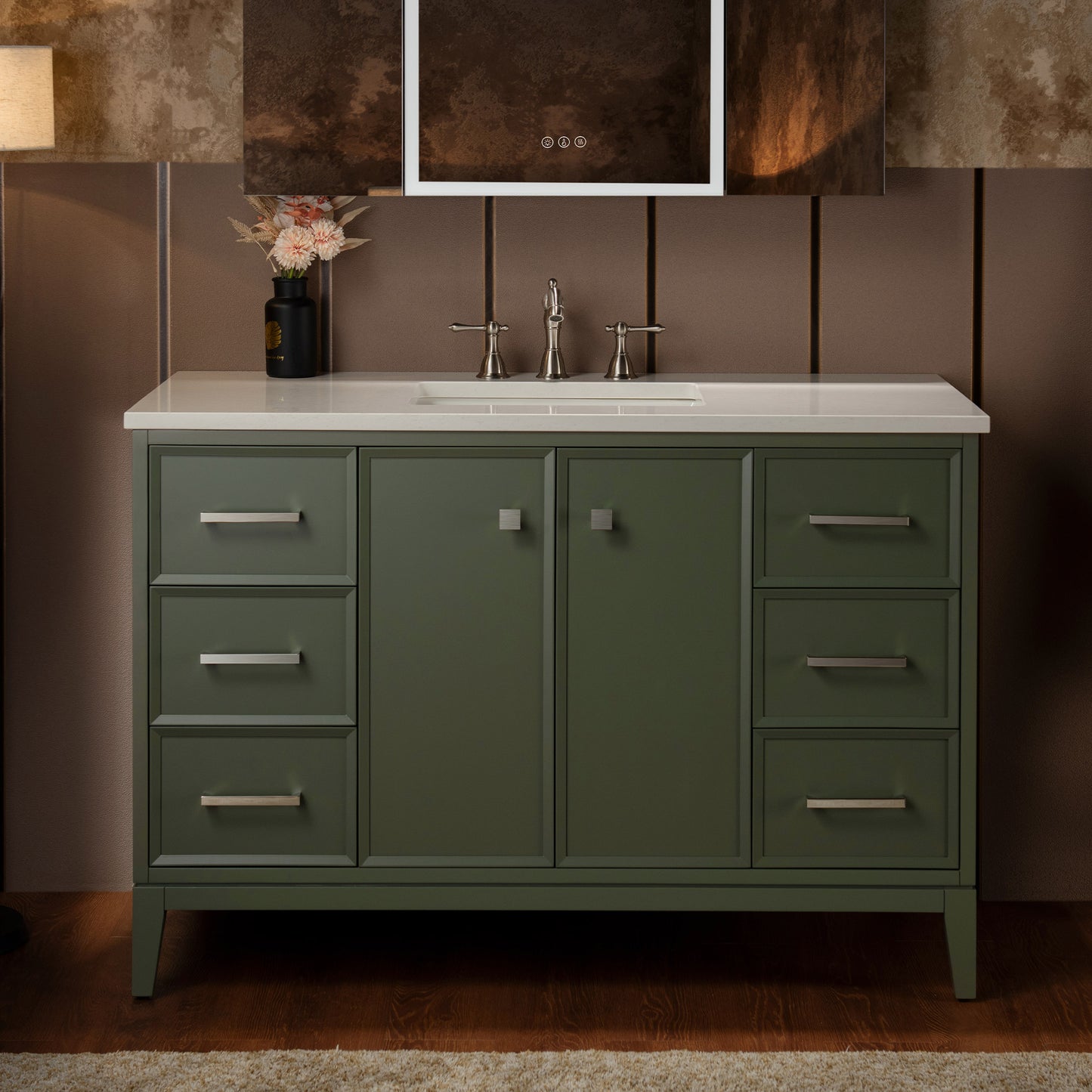 WOODBRIDGE 49" | Single Sink Bathroom Vanity | with Engineered Stone Top, Solid Wood Frame, Soft-Close Drawers
