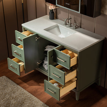 WOODBRIDGE 49" | Single Sink Bathroom Vanity | with Engineered Stone Top, Solid Wood Frame, Soft-Close Drawers