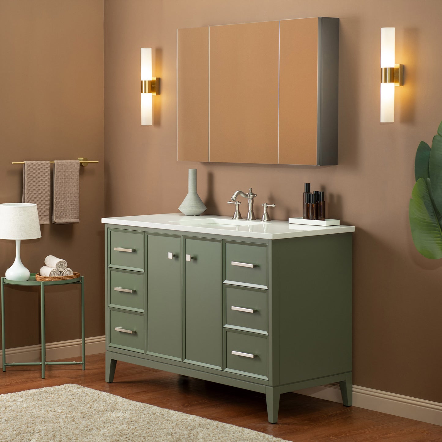 WOODBRIDGE 49" | Single Sink Bathroom Vanity | with Engineered Stone Top, Solid Wood Frame, Soft-Close Drawers