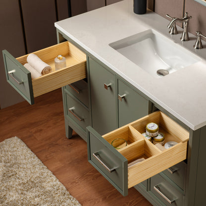 WOODBRIDGE 49" | Single Sink Bathroom Vanity | with Engineered Stone Top, Solid Wood Frame, Soft-Close Drawers