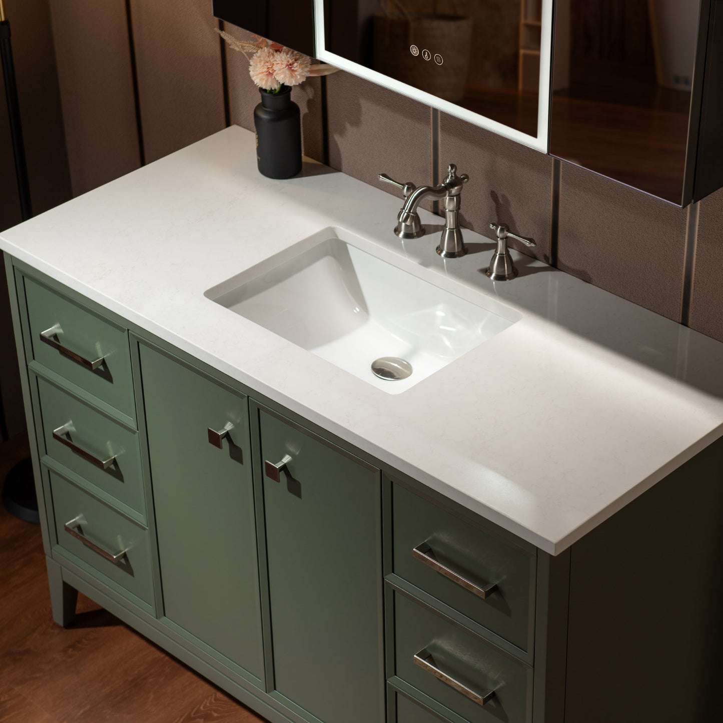 WOODBRIDGE 49" | Single Sink Bathroom Vanity | with Engineered Stone Top, Solid Wood Frame, Soft-Close Drawers