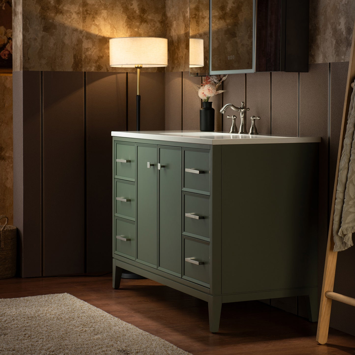 WOODBRIDGE 49" | Single Sink Bathroom Vanity | with Engineered Stone Top, Solid Wood Frame, Soft-Close Drawers