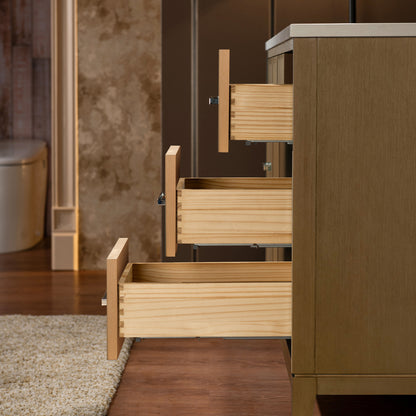 WOODBRIDGE 49" | Single Sink Bathroom Vanity | with Engineered Stone Top, Solid Wood Frame, Soft-Close Drawers