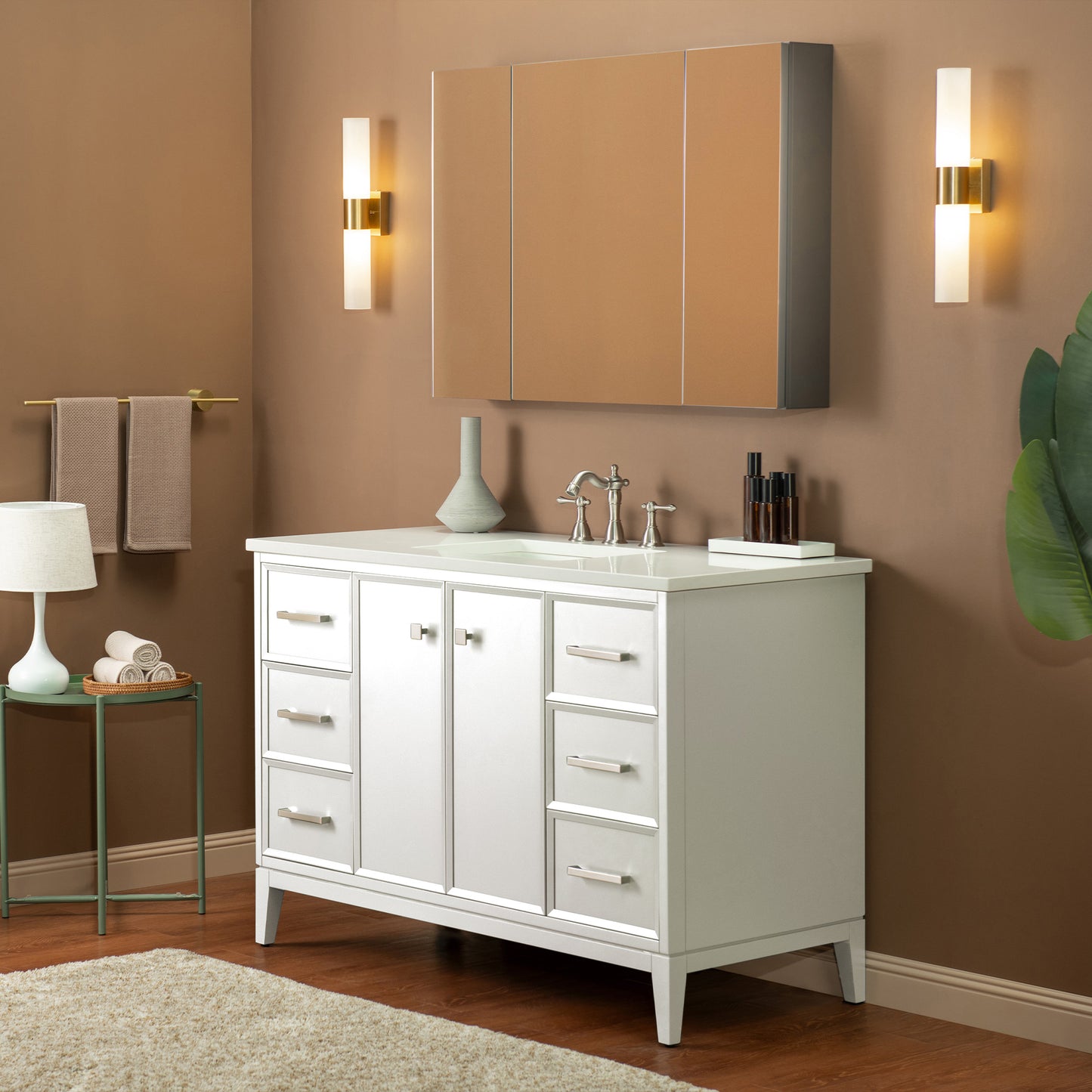 WOODBRIDGE 49" | Single Sink Bathroom Vanity | with Engineered Stone Top, Solid Wood Frame, Soft-Close Drawers