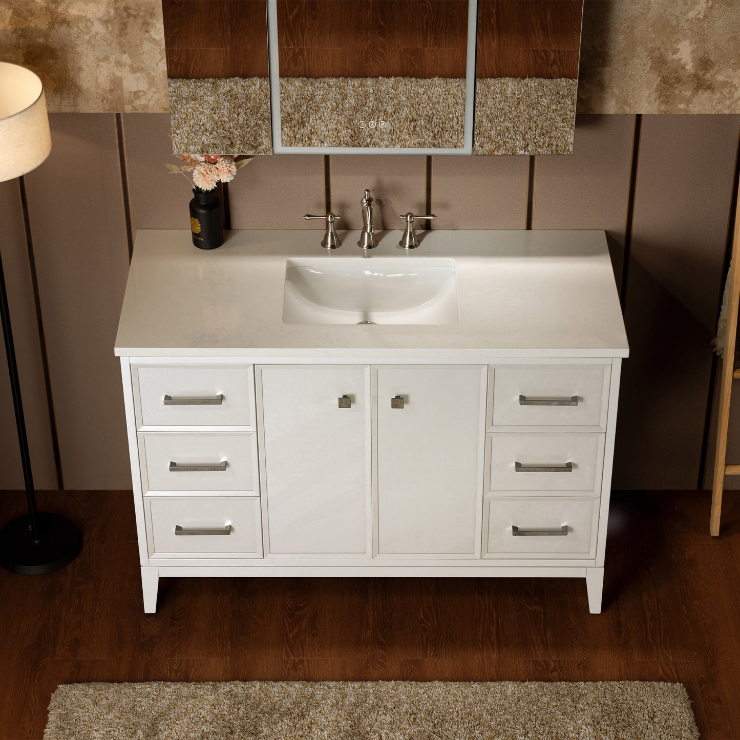 WOODBRIDGE 49" | Single Sink Bathroom Vanity | with Engineered Stone Top, Solid Wood Frame, Soft-Close Drawers
