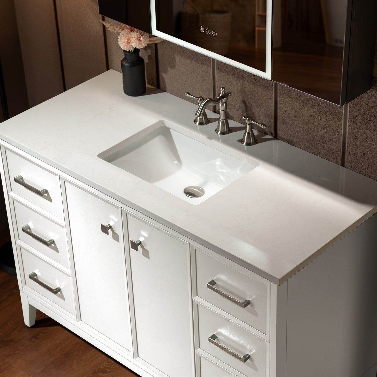WOODBRIDGE 49" | Single Sink Bathroom Vanity | with Engineered Stone Top, Solid Wood Frame, Soft-Close Drawers
