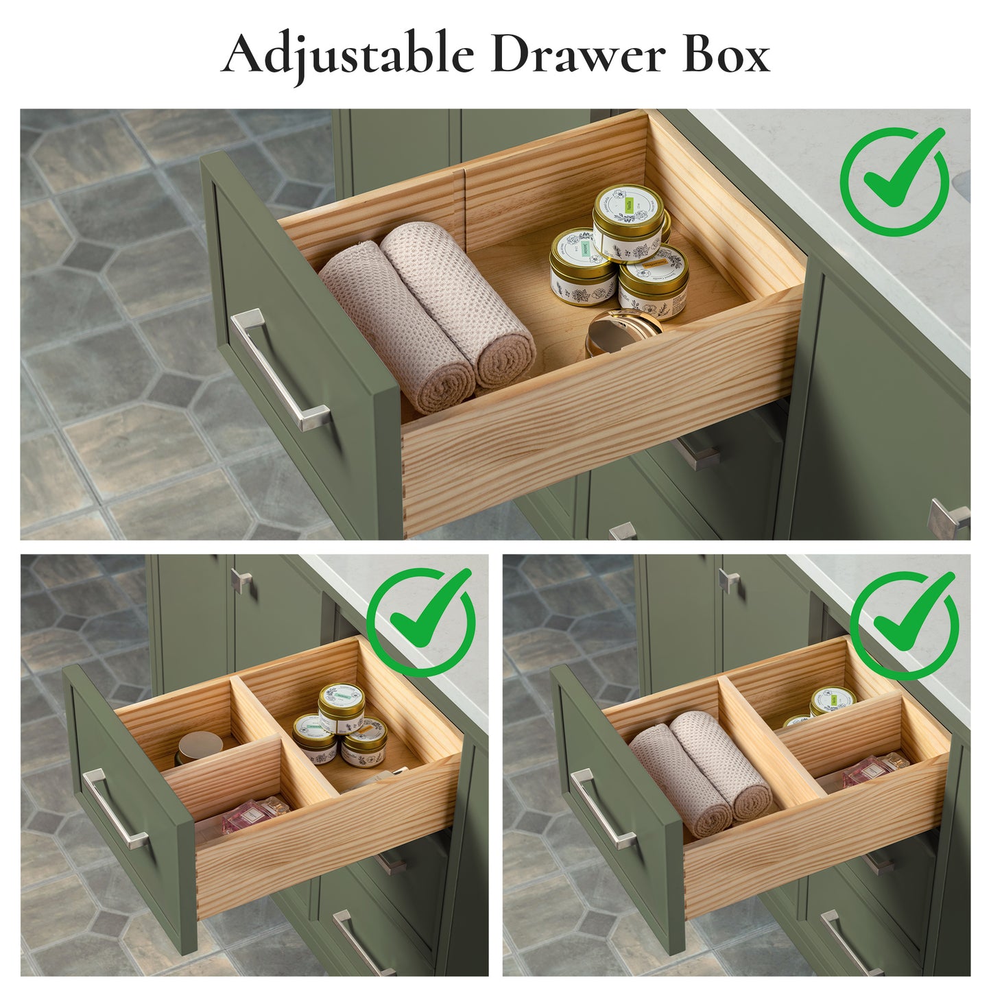 WOODBRIDGE 61" | Double Sink Bathroom Vanity | with Engineered Stone Top, Solid Wood Frame, Soft-Close Drawers