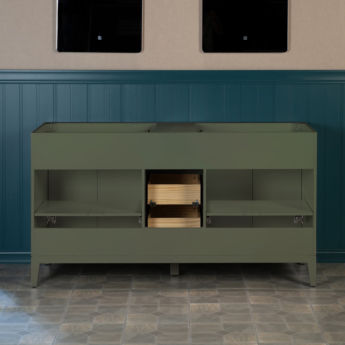 WOODBRIDGE 61" | Double Sink Bathroom Vanity | with Engineered Stone Top, Solid Wood Frame, Soft-Close Drawers