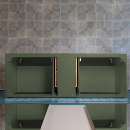 WOODBRIDGE 61" | Double Sink Bathroom Vanity | with Engineered Stone Top, Solid Wood Frame, Soft-Close Drawers