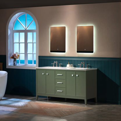 WOODBRIDGE 61" | Double Sink Bathroom Vanity | with Engineered Stone Top, Solid Wood Frame, Soft-Close Drawers