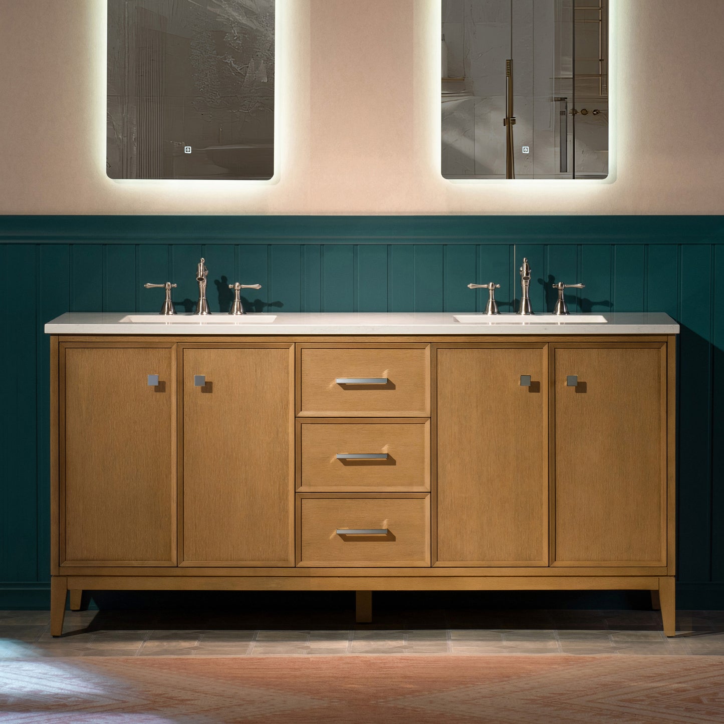 WOODBRIDGE 61" | Double Sink Bathroom Vanity | with Engineered Stone Top, Solid Wood Frame, Soft-Close Drawers