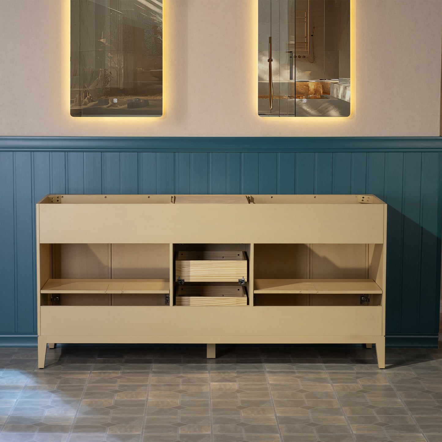 WOODBRIDGE 61" | Double Sink Bathroom Vanity | with Engineered Stone Top, Solid Wood Frame, Soft-Close Drawers