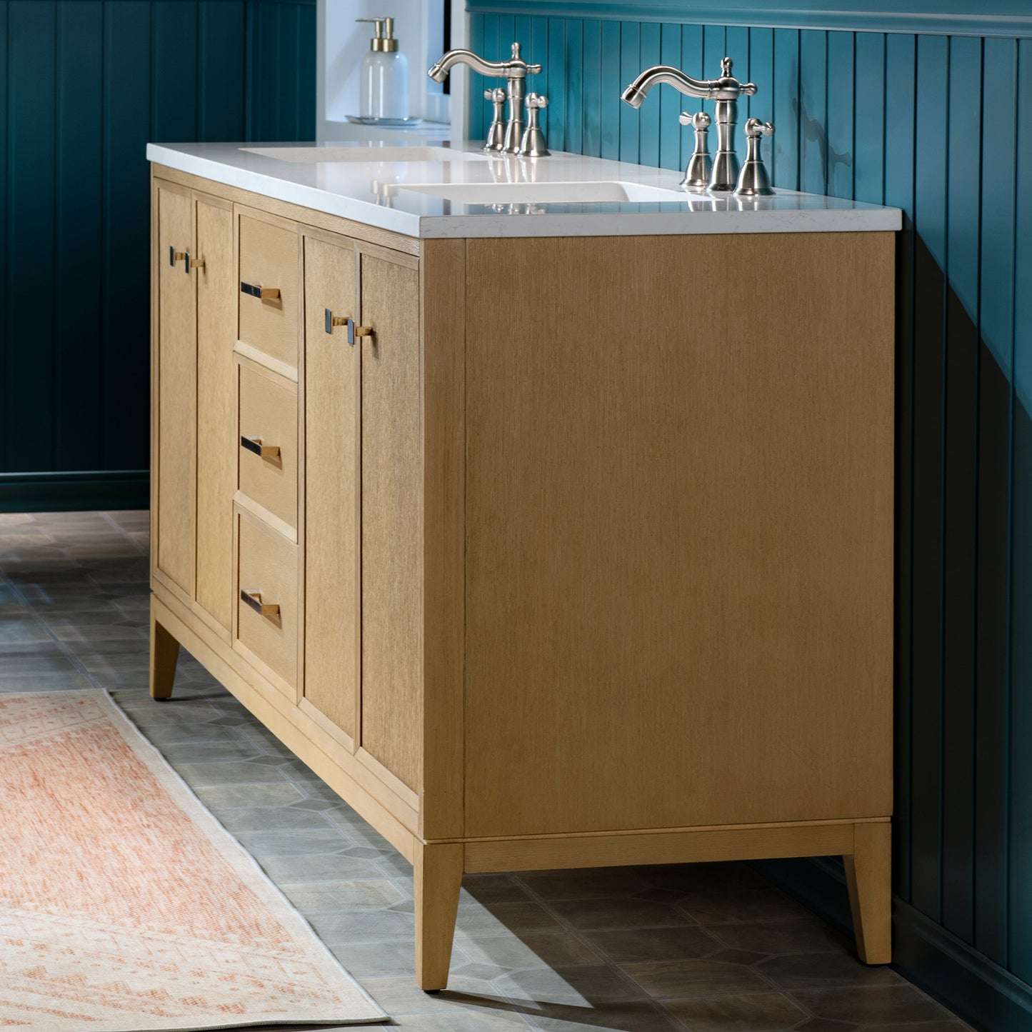 WOODBRIDGE 61" | Double Sink Bathroom Vanity | with Engineered Stone Top, Solid Wood Frame, Soft-Close Drawers