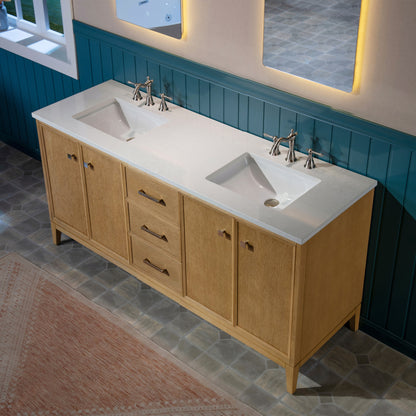 WOODBRIDGE 61" | Double Sink Bathroom Vanity | with Engineered Stone Top, Solid Wood Frame, Soft-Close Drawers