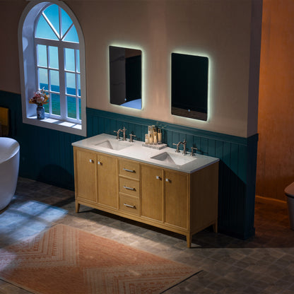 WOODBRIDGE 61" | Double Sink Bathroom Vanity | with Engineered Stone Top, Solid Wood Frame, Soft-Close Drawers