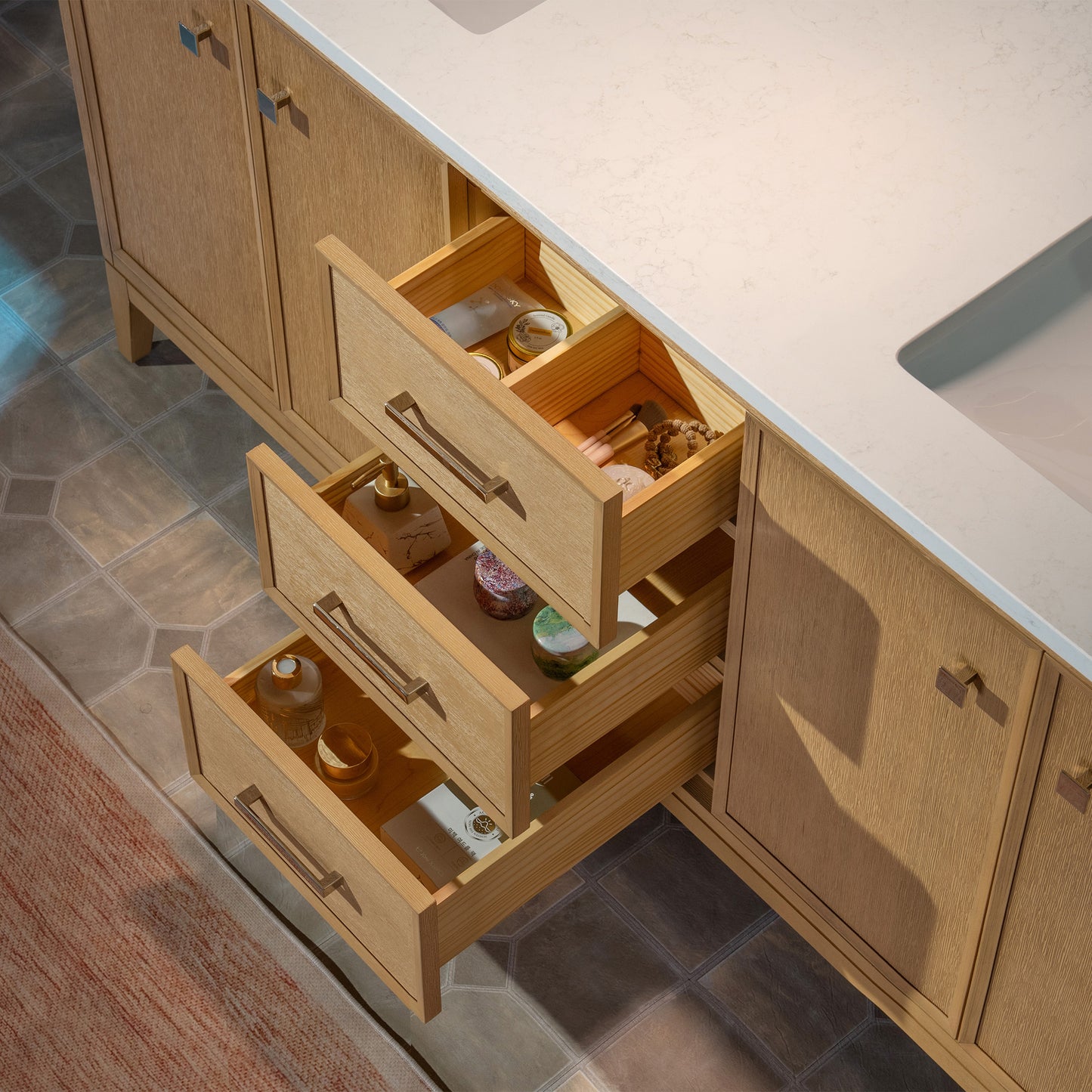 WOODBRIDGE 61" | Double Sink Bathroom Vanity | with Engineered Stone Top, Solid Wood Frame, Soft-Close Drawers