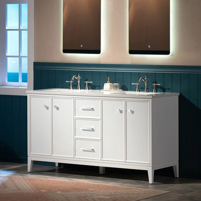 WOODBRIDGE 61" | Double Sink Bathroom Vanity | with Engineered Stone Top, Solid Wood Frame, Soft-Close Drawers
