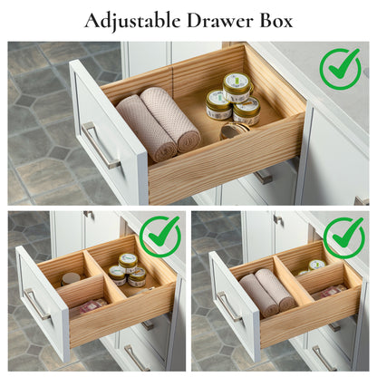 WOODBRIDGE 61" | Double Sink Bathroom Vanity | with Engineered Stone Top, Solid Wood Frame, Soft-Close Drawers