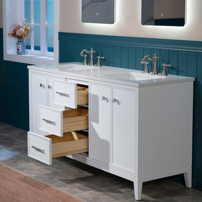 WOODBRIDGE 61" | Double Sink Bathroom Vanity | with Engineered Stone Top, Solid Wood Frame, Soft-Close Drawers