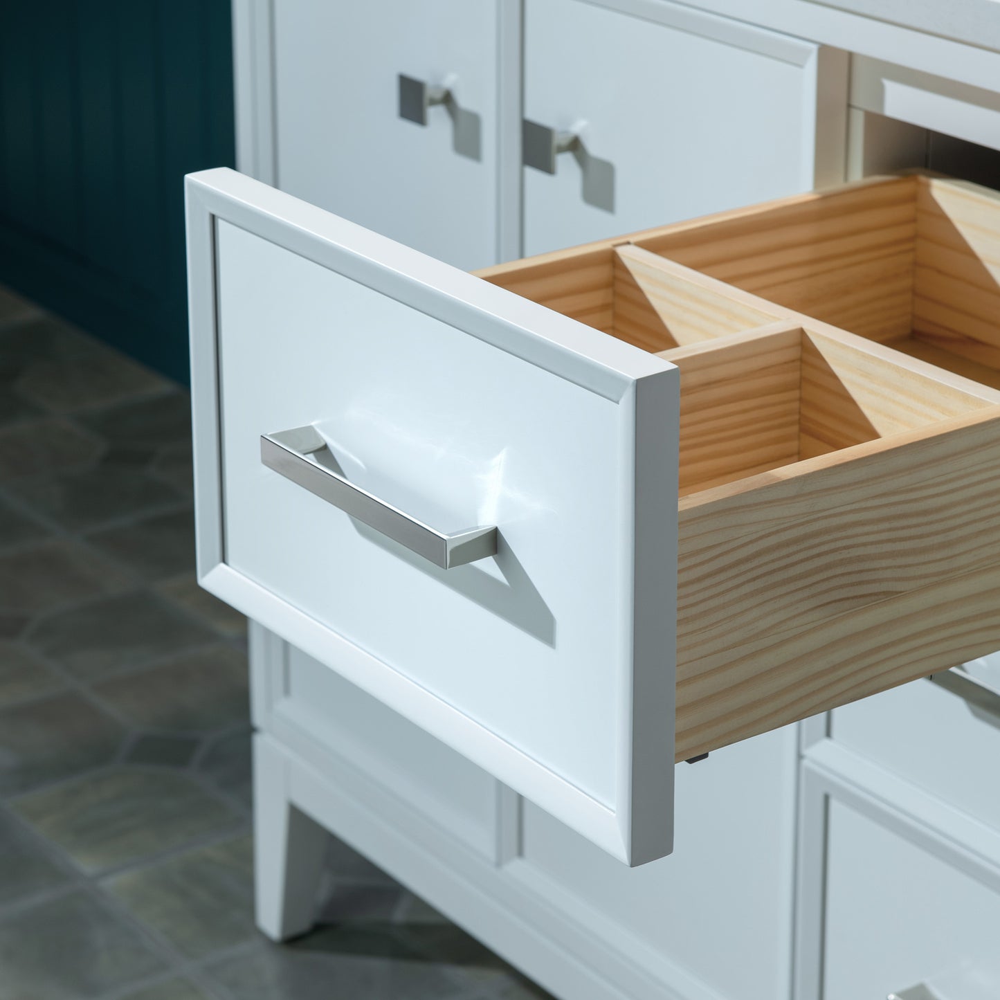 WOODBRIDGE 61" | Double Sink Bathroom Vanity | with Engineered Stone Top, Solid Wood Frame, Soft-Close Drawers