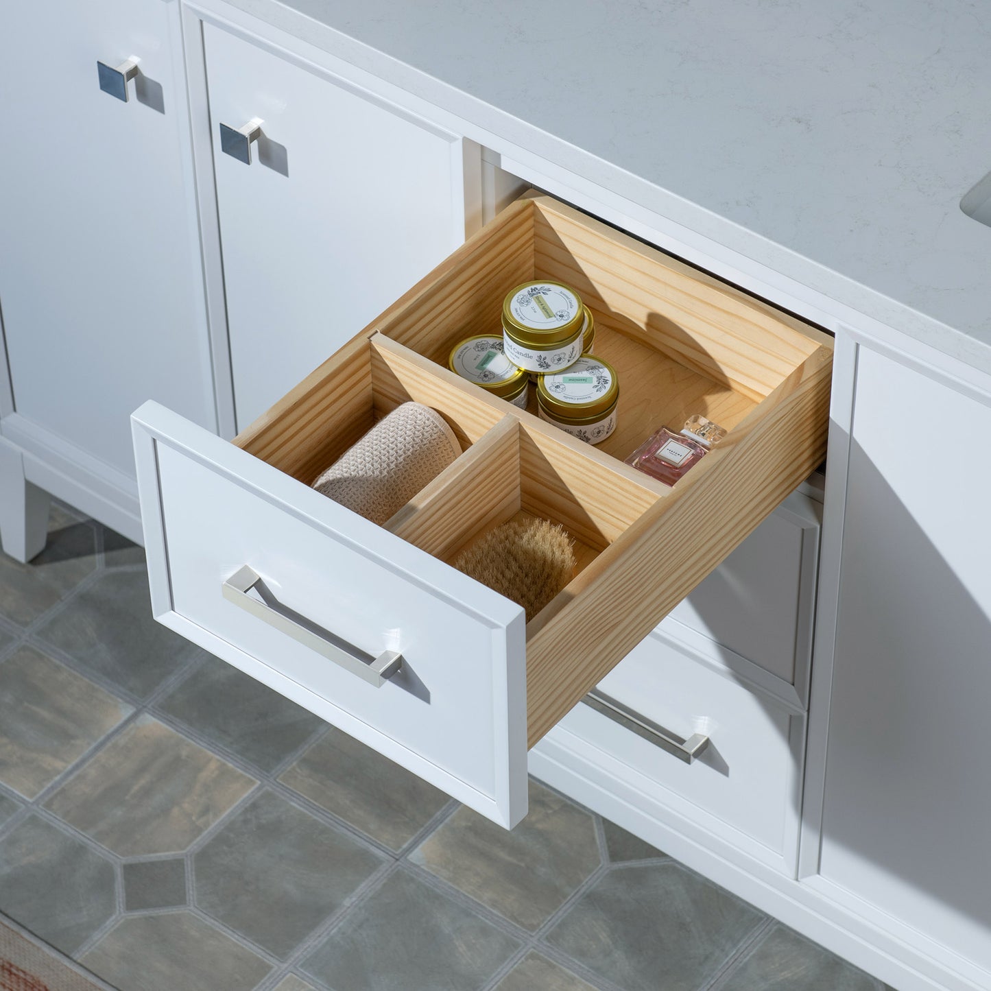 WOODBRIDGE 61" | Double Sink Bathroom Vanity | with Engineered Stone Top, Solid Wood Frame, Soft-Close Drawers