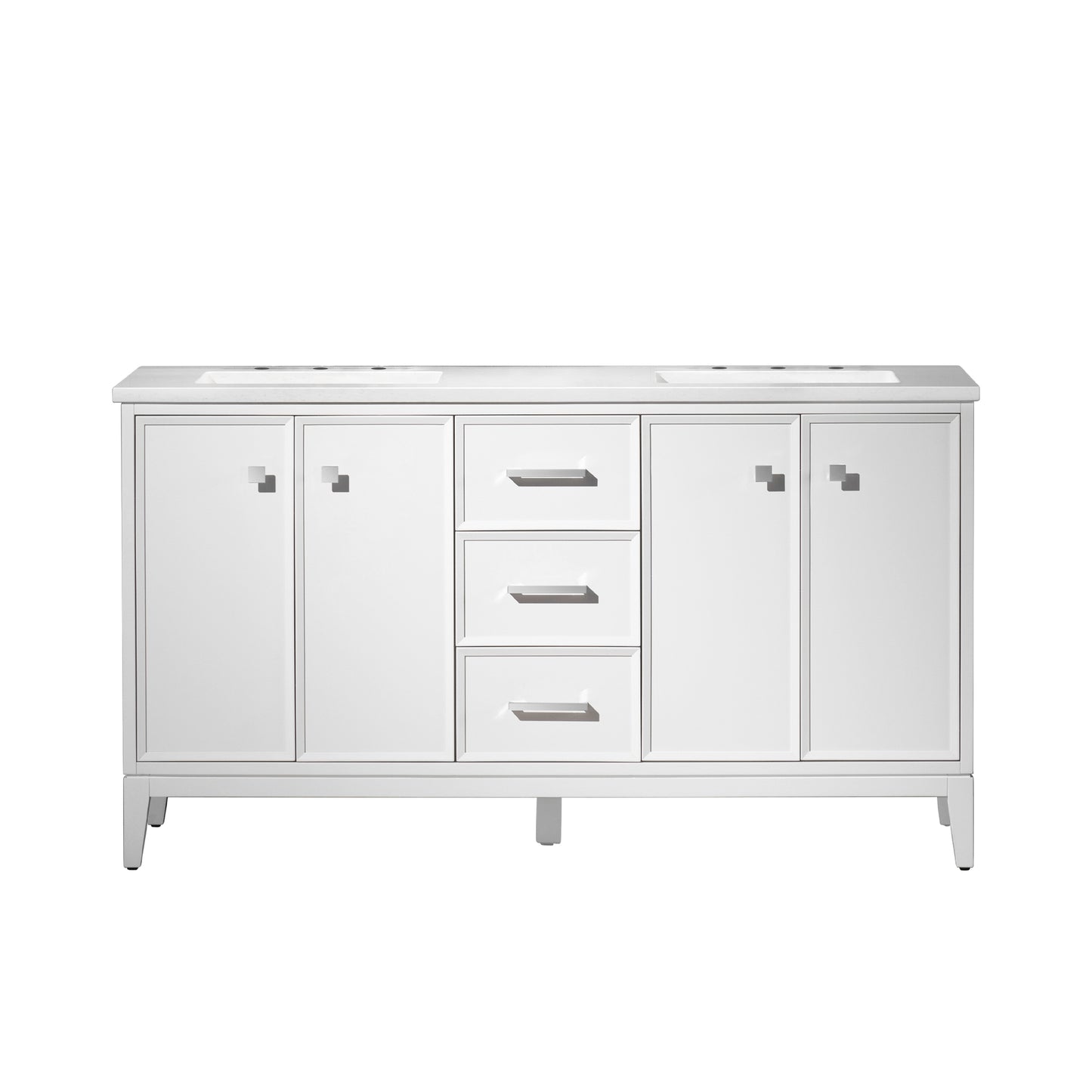 WOODBRIDGE 61" | Double Sink Bathroom Vanity | with Engineered Stone Top, Solid Wood Frame, Soft-Close Drawers