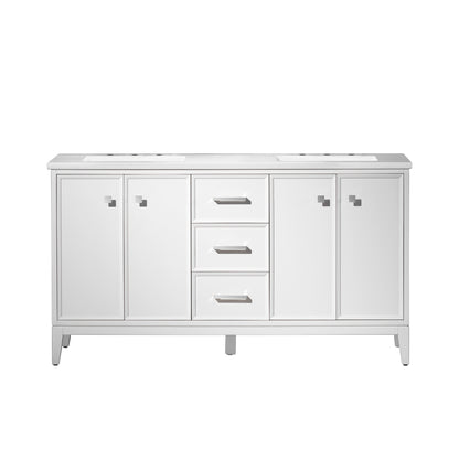 WOODBRIDGE 61" | Double Sink Bathroom Vanity | with Engineered Stone Top, Solid Wood Frame, Soft-Close Drawers