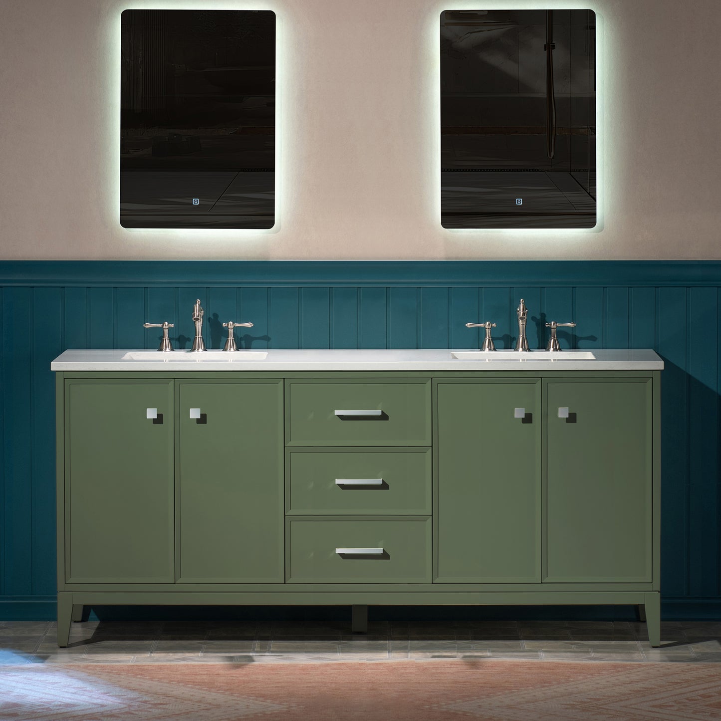 WOODBRIDGE 73" | Double Sink Bathroom Vanity | with Engineered Stone Top, Solid Wood Frame, Soft-Close Drawers