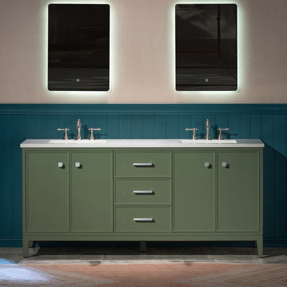 WOODBRIDGE 73" | Double Sink Bathroom Vanity | with Engineered Stone Top, Solid Wood Frame, Soft-Close Drawers