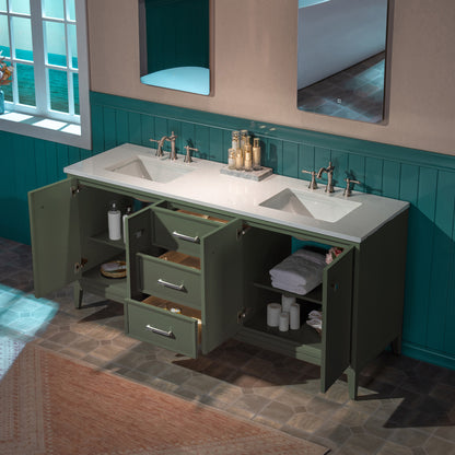 WOODBRIDGE 73" | Double Sink Bathroom Vanity | with Engineered Stone Top, Solid Wood Frame, Soft-Close Drawers