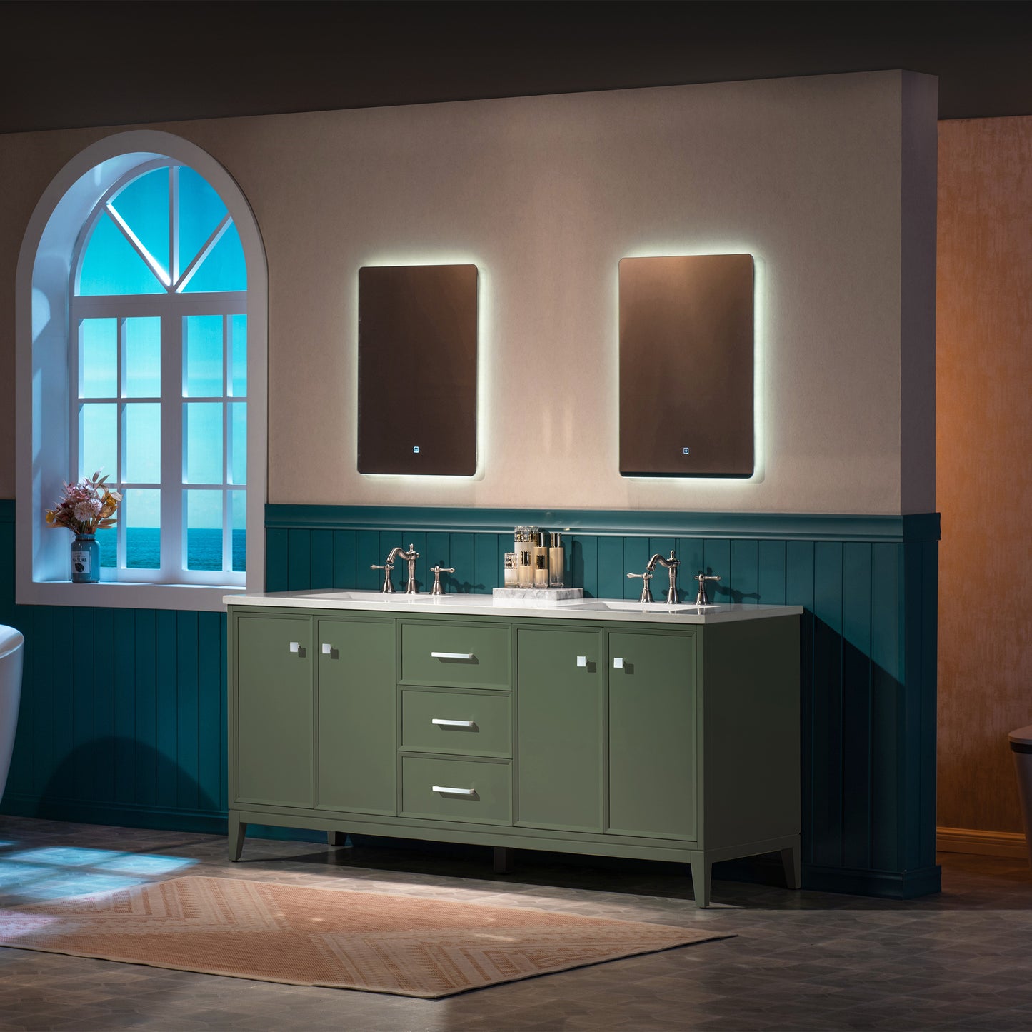 WOODBRIDGE 73" | Double Sink Bathroom Vanity | with Engineered Stone Top, Solid Wood Frame, Soft-Close Drawers