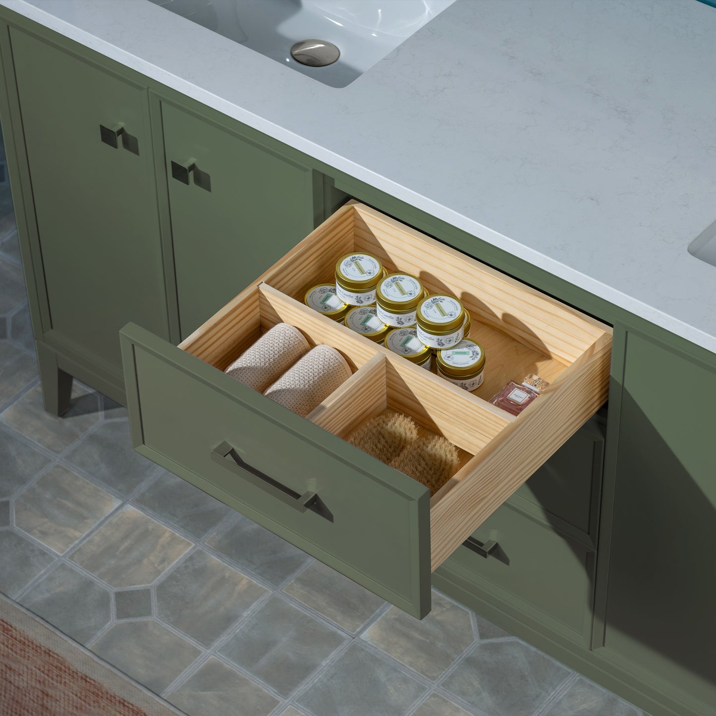 WOODBRIDGE 73" | Double Sink Bathroom Vanity | with Engineered Stone Top, Solid Wood Frame, Soft-Close Drawers