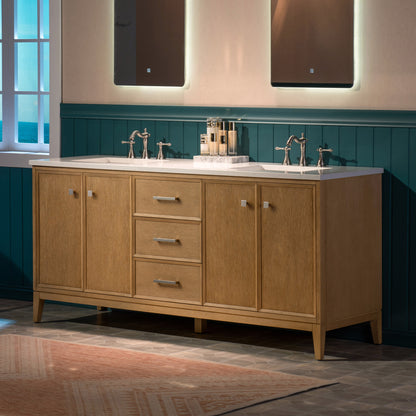 WOODBRIDGE 73" | Double Sink Bathroom Vanity | with Engineered Stone Top, Solid Wood Frame, Soft-Close Drawers