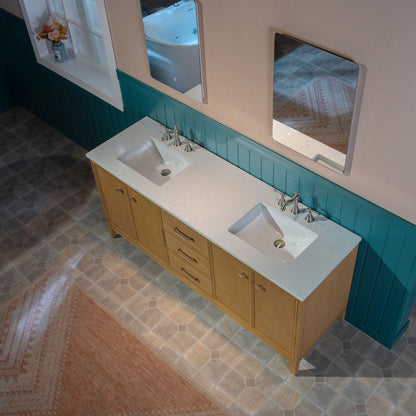 WOODBRIDGE 73" | Double Sink Bathroom Vanity | with Engineered Stone Top, Solid Wood Frame, Soft-Close Drawers
