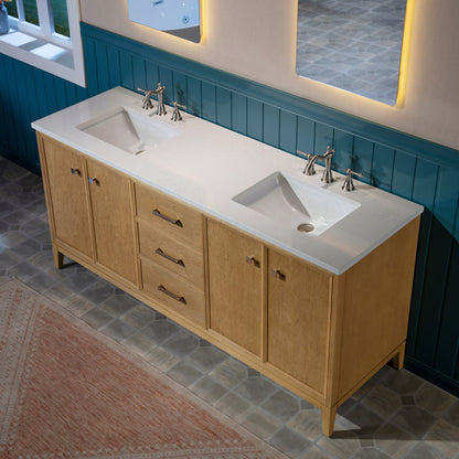WOODBRIDGE 73" | Double Sink Bathroom Vanity | with Engineered Stone Top, Solid Wood Frame, Soft-Close Drawers
