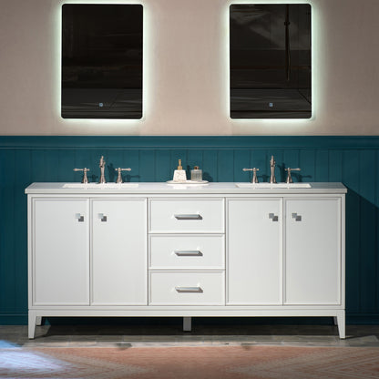 WOODBRIDGE 73" | Double Sink Bathroom Vanity | with Engineered Stone Top, Solid Wood Frame, Soft-Close Drawers