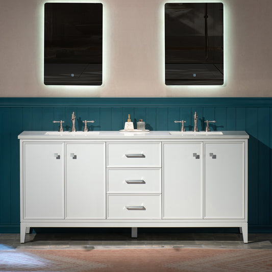 WOODBRIDGE 73" | Double Sink Bathroom Vanity | with Engineered Stone Top, Solid Wood Frame, Soft-Close Drawers
