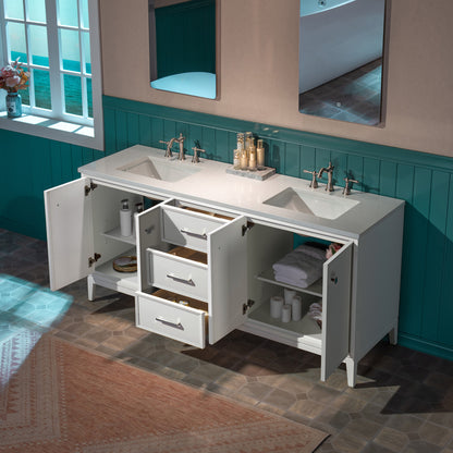WOODBRIDGE 73" | Double Sink Bathroom Vanity | with Engineered Stone Top, Solid Wood Frame, Soft-Close Drawers