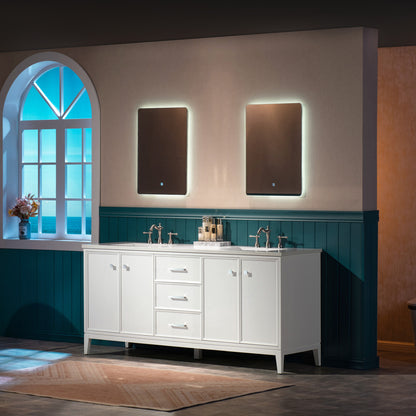 WOODBRIDGE 73" | Double Sink Bathroom Vanity | with Engineered Stone Top, Solid Wood Frame, Soft-Close Drawers
