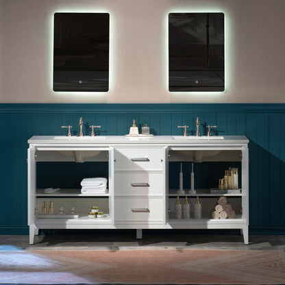 WOODBRIDGE 73" | Double Sink Bathroom Vanity | with Engineered Stone Top, Solid Wood Frame, Soft-Close Drawers