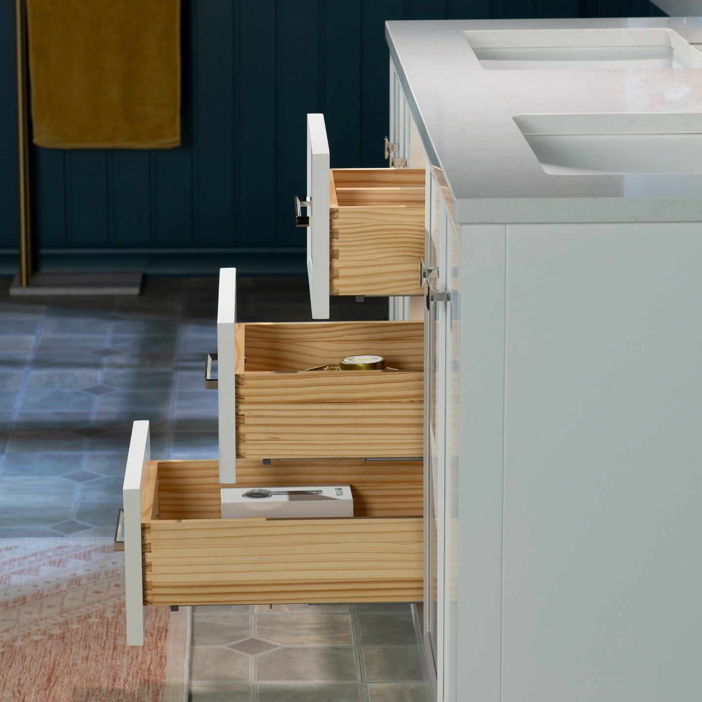 WOODBRIDGE 73" | Double Sink Bathroom Vanity | with Engineered Stone Top, Solid Wood Frame, Soft-Close Drawers